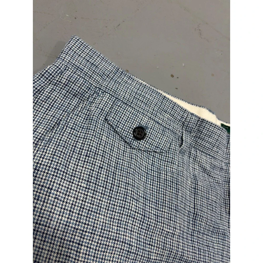 J.Crew Mens Houndstooth Shorts Blue‎ White 7 Inch Inseam Size 36 Flat Front
